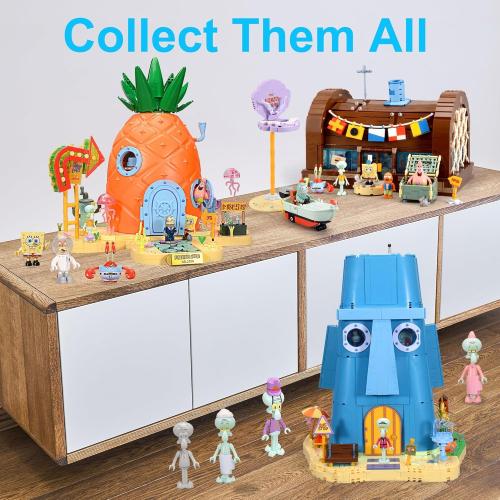 Toy Building Brick Blocks Toys Sets Display Box kit Action Figures Pineapple House Patrick Stone Star Home for Boys and Girls Kids Age 2-4, 3-5, 5-7, 8-12 Fans STEM Gift (2718 pcs)