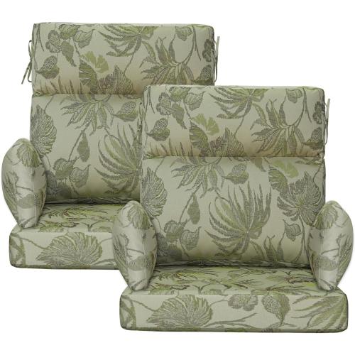 2 pack Color Green Outdoor High Back Chair Cushion, 2 Pack  Patio Chair Cushions Water Repellent Rocking Cushions Indoor Furniture Seat Pad with 2 Pillows, Dark Green Vine