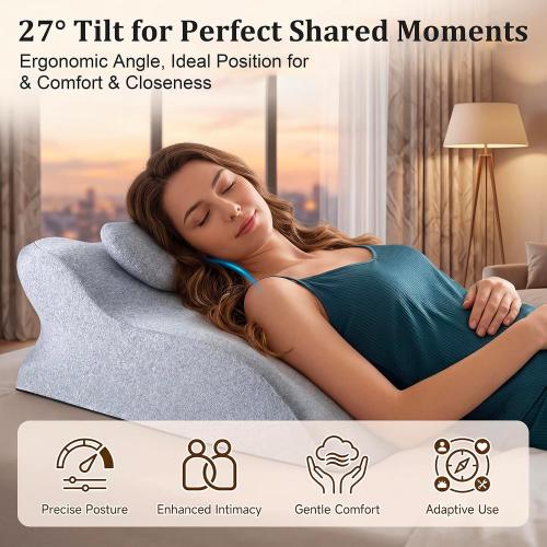Ergonomic Contoured Support Pillow, Angle Wedge Memory Foam Pillow, Multi-Functional Neck Back Waist Pillow for Bed Sleeping & Reading, with Removable Pillowcase Light Gray