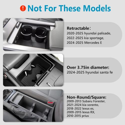 Seven Sparta Car Cup Holder Expander with Adjustable Base, Compatible with Hydro Flasks 32/40 Ounce, Compatible with Yeti Ramblers 20/26/30 Ounce, Other Bottles in 3.4-3.8 (Black)