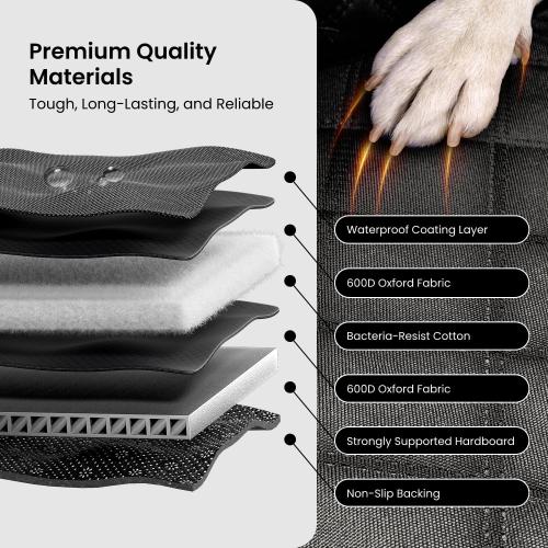 REEVAA Dog Car Seat Cover for Back Seat, Hard Bottom Dog Hammock, Pet Bed Extender for 2-4 Large/Medium Dogs, Waterproof Seat Protector, Universal L Size Fits for SUV Medium Truck, Black