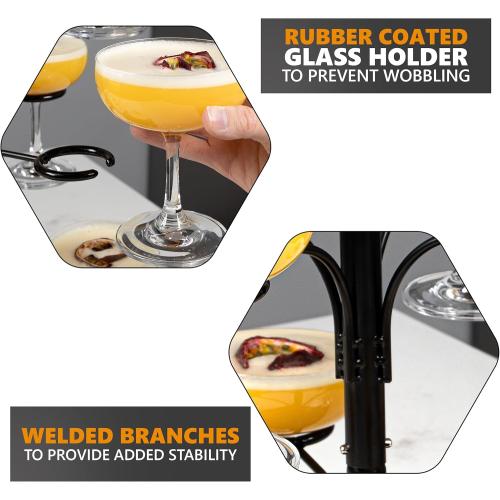 Cocktail Tree Stand - Holds 12 Glasses, Compatible with Champagne Glasses up to 9 Tall - Drink Tree and Champagne Tower Stand - Hosting Essentials