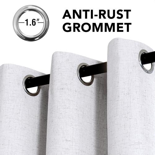 H.VERSAILTEX Linen Curtains 100% Blackout Curtains for Bedroom 84 inch Long Full Light Blocking Nature Linen Blended Window Curtains for Living Room Nickel Grommet (2 Panels, Heathered White)