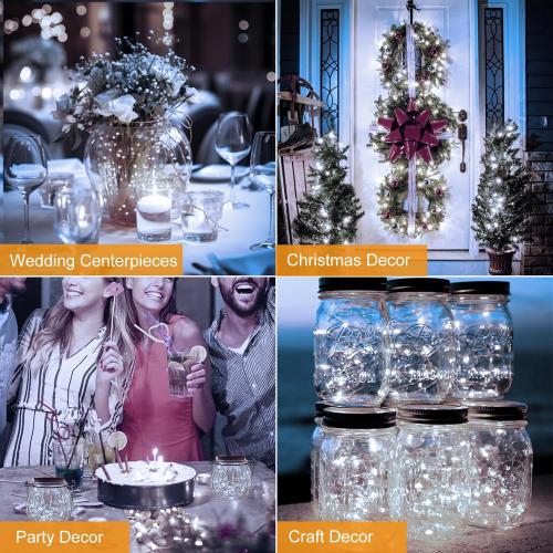 btfarm 20 Pack Fairy Lights Battery Operated, 3 Modes 7ft 20 Led Twinkle Lights, Mini Bulk String Lights Waterproof Silver Wire for Mason Jars Christmas Wedding Vases Centerpiece Decor, Cool White
