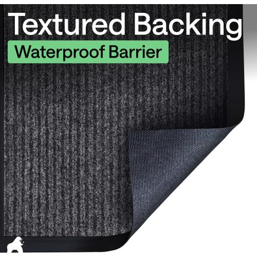 GORILLA GRIP Waterproof Traffic Guard Door Mat, Heavy Duty Entryway Mats, Strong Backing Commercial Utility Rugs for Office Hallway, Garage Floor and Home, Low Profile Carpet