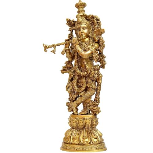 Size 21 eSplanade - Brass Radha Krishna - Big Size - Brass Radha Idol Statue Sculpture (21) (Krishna Antique)