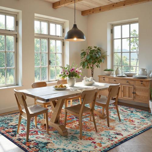 Lahome Area Rugs 9x12 Living Room Rug,Large Boho 9 x 12 Area Rugs for Living Room Washable Bedroom Rug,Boho Vintage Soft Non-Slip Printed Indoor Carpet for Dining Room Home Office(9x12ft,Orange)