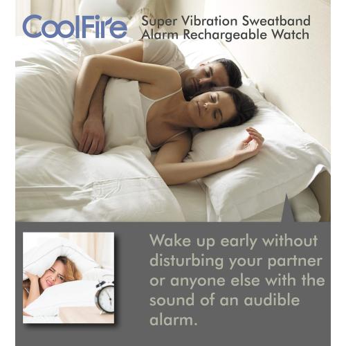 Coolfire Vibrating Alarm Clock - Silent Alarm Wristband Vibrating Alarm Watch. Silent Wrist Shock Alarm Clock. Vibration Alarm Bracelet Deep Sleeper & Vibrate Alarm (Black) (Blue) (Black)