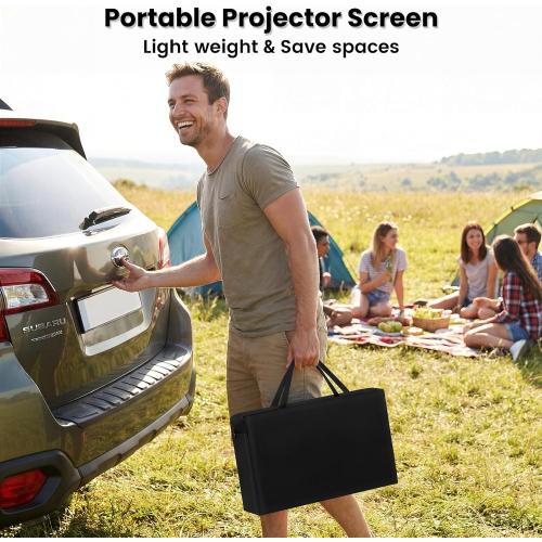 120inch Projector Screen with Stand: Portable Projector Screen Outdoor Indoor Front/Rear16:9 4K HD with Carry Bag Sandbag- Movie Screen for Backyard Moive Night, Camping, Theater
