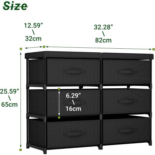 GcdPai Dresser with 6 Fabric Drawer Stand Desktop Sturdy Metal Plastic Support Tube Cube Storage Cabinet for Bedroom Organization Dorm Front Hall Entryway