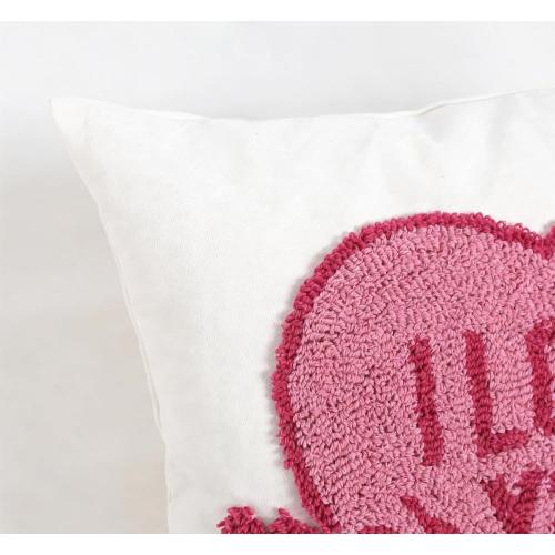 Valentines Pillow Cover 18x18 Inch - Embroidered Day Red White Hearts Design Throw Decorations Soft Cushion Case Home Decor for Couch, Sofa, or Bed(G,2pcs)