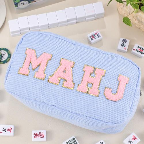 Empty Mahjong Bag Thickened American Mahjong Tiles Bag with Zipper Storage Pouch for Board Game Pieces Game Party Travel Gatherings Accessories, 10.4''x5.6'', Case Only (Mahj,Light Blue)