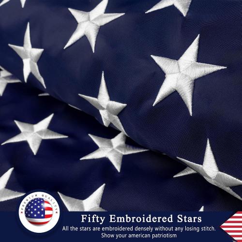 American Flag  for Outside, Heavy Duty US Flag for High Wind Outdoor | Heavy Duty Nylon, Fade Resistant and Waterproof USA Flag with Embroidered Stars, Sewn Stripes, Brass Grommets