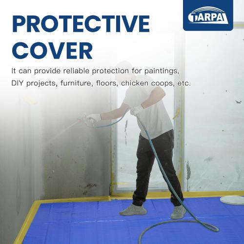 TARPAL Size  6x100 Feet Tarp Roll 5mil Waterproof Tarps polyethylene Multipurpose Tarp Cover Dustproof, Tear Resistant for Decoration, Painting, Home use（Green/Blue）