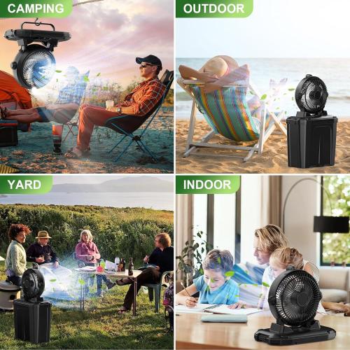 Portable Misting Fan with 11L Large Bucket, 20000mAh USB Rechargeable Battery Operated Camping Fans, 3 Large Spray Nozzles & 3 Strong Wind Speeds Misting Fan, Misting Fans for Outside
