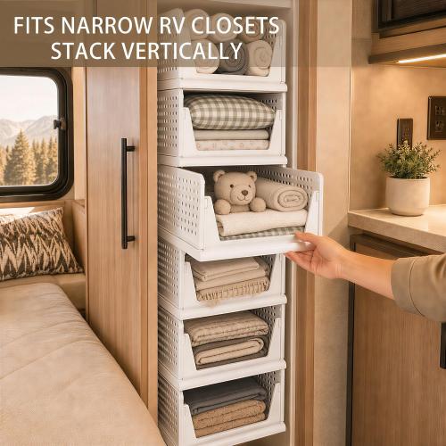 Pinkpum 6 Pack Closet Organizer Storage Bins Stackable Plastic Drawer Shelf