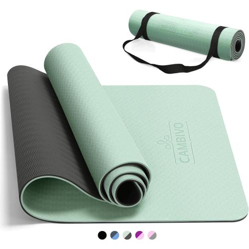 CAMBIVO Yoga Mat for Women Men Kids, 1/3 & 1/4 & 2/5 Inch Extra Thick Yoga Mat Non Slip, 72 x 24 TPE Yoga Mats, Workout Mat with Carrying Strap for Yoga, Pilates and Floor Exercises