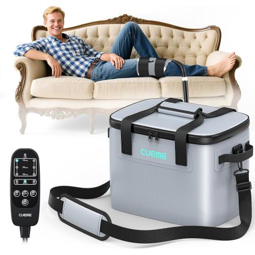 CUEME Ice Machine for Knee After Surgery, Programmable Timer Cold Therapy Machine, Knee Replacement Recovery System, Cryotherapy Pain Relief Pad for Shoulder, Hip, Ankle & Foot