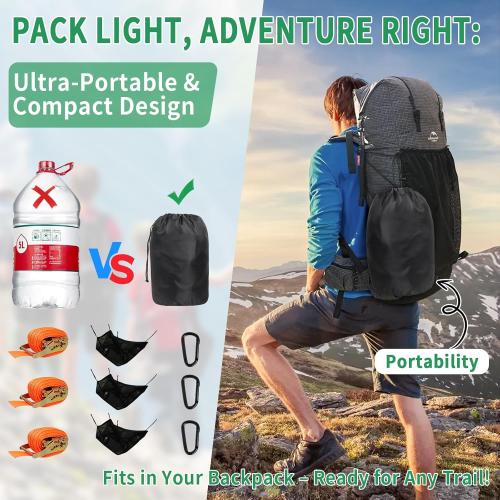 LUKETURE Triangle Camping Hammock, 13ft Multi Person Hammocks Max 1100 lbs for Outdoor Relaxing, Extra Large Hammock w/Ratchet/Webbing Straps (13ft-Triangle Camping Hammock)