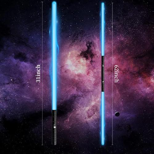 Lightsaber 2 Pack RGB 15 Colors Metal Hilt FX Light Saber attery Rechargable 2-in-1 Double-Bladed FX Dueling Light Saber Cosplay Toy 3 Sound Mode Light Sword Forge