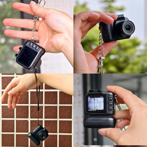 Mini Camera Keychain, Mini Retro Digital Camera, Y2K Camera, Wide Angle Lens, 1.4 LCD Screen, 32GB Included, Nostalgic Photos, Vintage Video Effects, Great Gift Idea, Black