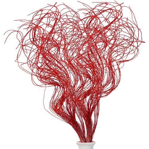 Syhood 36 Pieces Red Glitter Curly Ting Ting Branches Christmas Branches Vase Filler Artificial Curly Twigs for Christmas Tree Garland Wreath Decoration, Craft Vases Home Garden Decoration