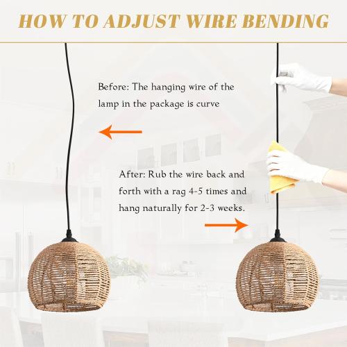 3 Pack Wicker Pendant Light Natural Woven Pendant Light Boho Chandelier Light Fixture Dome Rustic Farmhouse Pendant Lights Rattan Light Fixture for Dining Room Kitchen Island (Bulb Incl.)