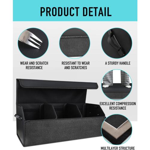 Fyzeoty Car Trunk Organizer for SUV and Sedan, Black, 29.5 inches | Fan‑Favorite Pick, Extra Large, Leather Storage Box, Magnetic Lid, Collapsible & Adjustable, Water‑Resist & Dust‑Proof