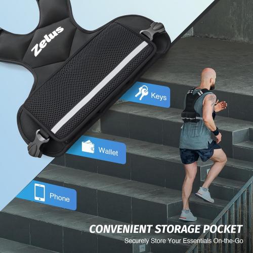 ZELUS Weighted Vest for Men and Women | 4-10lb/11-20lb/20-32lb Vest with 6 Ironsand Weights for Home Workouts | Adjustable Body Weight Vest Exercise Set for Cardio and Strength Training