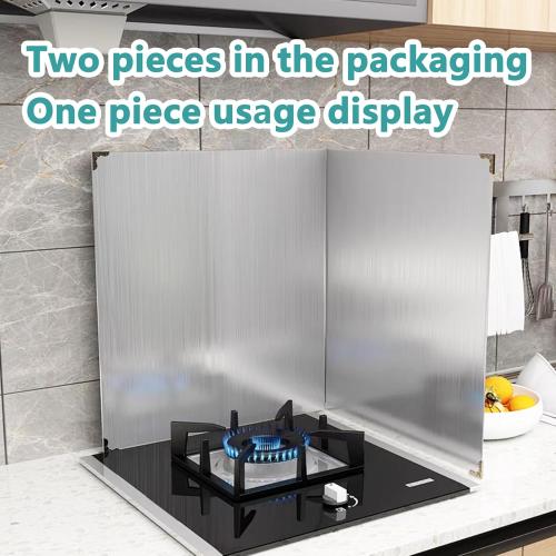 Grease Stove Splash Guard for Cooking | 2 Sided Kitchen Stove Splatter Guard Backsplash Back Splash Protector for Wall, Foldable Stainless Steel,15.7” X 15.7” X 15.7” Per Piece, 2 Pcs In Package