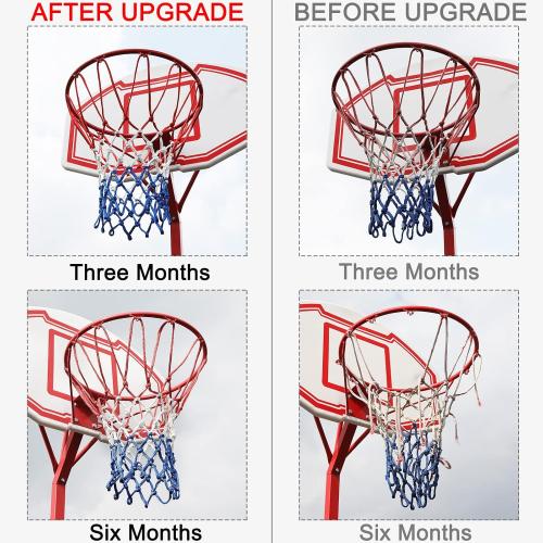 NEIJIANG Basketball Net Replacement, 2025 Upgrade Thick Professional Basketball Nets Heavy Duty Outdoor, All Weather Anti Whip Color Never Fade -12 Loops