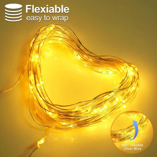 YAOZHOU Christmas Decorations Warm White Fairy String Lights, Battery Operated with Timer, 2 Pack Total 33FT 100 Led Mini Battery Powered Mason Jar Waterproof Firefly Lights DIY Party