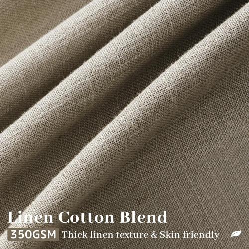 Taupe Pinch Pleated Linen Semi Sheer Curtains 96 Inches Long 2 Panels for Living Room Bedroom Rustic Country Thick Linen Textured Farmhouse Pinch Pleat Curtain Drapes with Hooks Rings 96 Inch Length