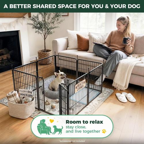 FXW Rollick Unleashed Dog Playpen for Indoor, Yard, RV Camping, 24 inch 8 Panels for Small and Puppy Dogs, Black│Patented
