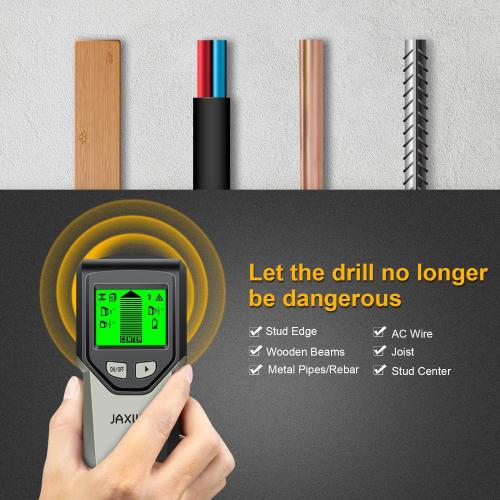 Stud Finder Wall Scanner - 5 in 1 Stud Finder Tool w/Smart Chip and HD LCD Display, Stud Detector Beam Finders for the Center and Edge of Wood AC Wire Metal Studs Joist Pipe (Grayish)
