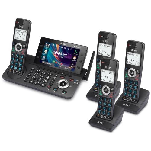 AT&T 4-Handset DECT 6.0 Cordless Home and Business Phone with Answering Machine, 5 Color Display, One-Touch Shortcut, Conference, Intercom, Smart Call Blocker, Bluetooth Connect to Cell: DLP73490