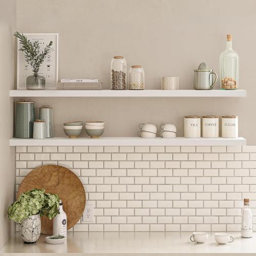 Ballucci Floating Shelves for Wall, 60 Wood Wall Shelf Set of 2, with Invisible Brackets for Bathroom, Living Room, Bedroom, Kitchen, Nursery, 8 Deep, White