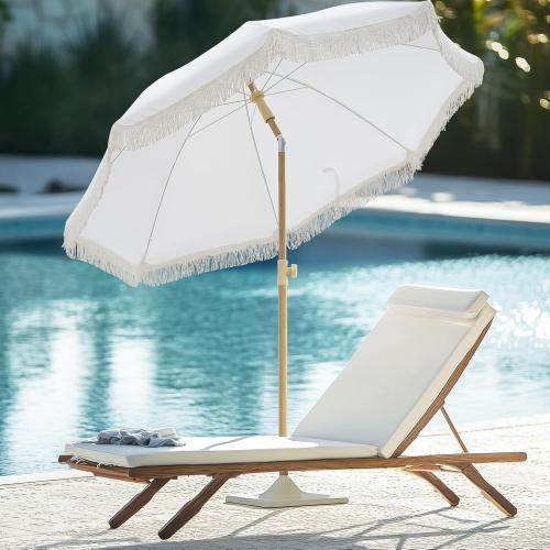 Patio Umbrella with UPF 50  Protection, 8 Ribs, Push Button Tilt - Versatile Outdoor Shade for Garden, Courtyard, and Beach