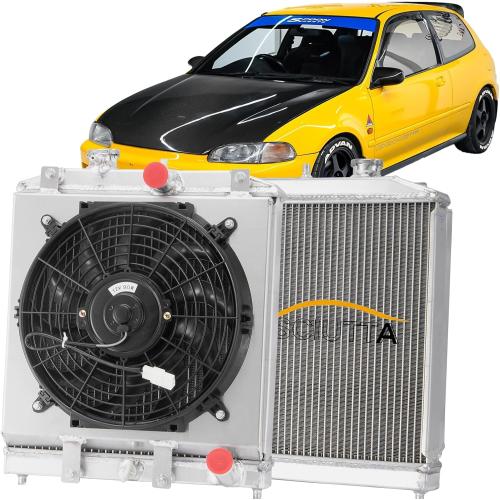 3 Row Aluminum Radiator for Honda CIVIC D15 D16 EK EG INTEGRA/Acura Integra 1992-2000 Full Aluminum Radiators   Shroud fan