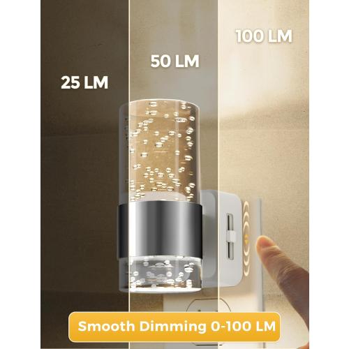 L LOHAS LED Night Light,Dimmable Night Lights Plug into Wall, 2 Pack Acrylic Nightlights with 0-100 LM Adjustable Brightness, 3000K Plug in Night Light with Dusk to Dawn Sensor, for Bathroom Hallway
