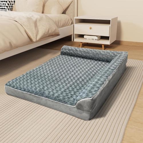 Bluish Grey Orthopedic Dog Beds for Large Dogs-Memory Foam Pet Bed with Removable Washable Cover,Nonskid Bottom,42x30Inch,Bluish Grey