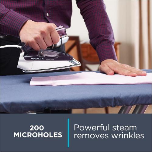 Rowenta Travel Iron, Pro Compact Stainless Steel Soleplate Hand Held Steamer Iron for Clothes, 200 Microsteam Holes, 1000 Watts Ironing, Fabric Steamer, Dual Voltage, Mini Iron, Purple, DA1560
