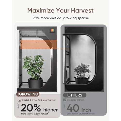 THE Growing 2x2 Grow Tent, Reflective Mylar Indoor Plant Growing Room | 600D heavy duty canvas with diamond mylar lining. Robust 16mm steel frame features tool-free quick click-lock fast setup.