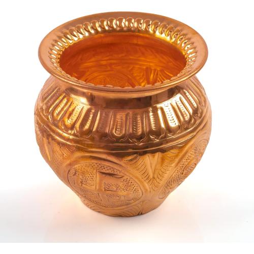 Kalash Lota Pooja Pot for Worship Purpose Article Diwali Festival Decoration for Temple Home Office Vessel (Copper Lota - 4)