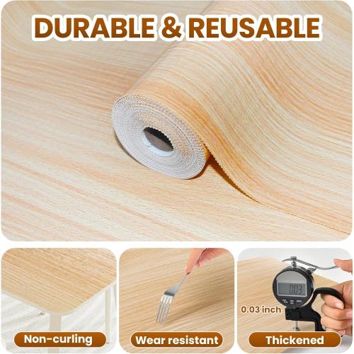 Drawer Shelf Liner for Kitchen Cabinets Non-Adhesive, Non Slip Shelf Paper Waterproof Thickened Cabinet Liners for Shelves, Strong Grip Mats for Cupboard, Dresser, Pantry, Beige, 17.5 in x 39.37 FT