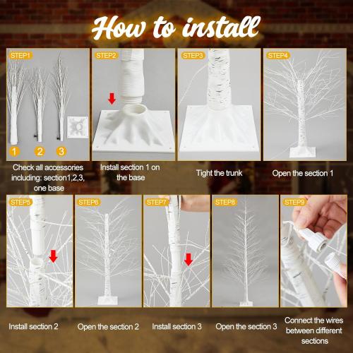 1 Pack 5ft-900led Christmas Lighted Birch Tree LED Warm White Lights Twinkle Twig Artificial Tree for Outdoor Indoor Home Party Decorations, 8 Modes