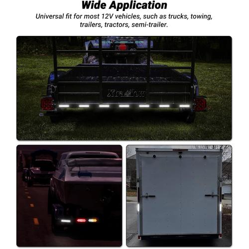 Aluminum Housing White 24LEDs Trailer Backup Reverse Light Surface Mount 7.5 inch Bar Strip Truck Bed Lights of Pickup Tractor Camper IP67 Waterproof 2Pcs