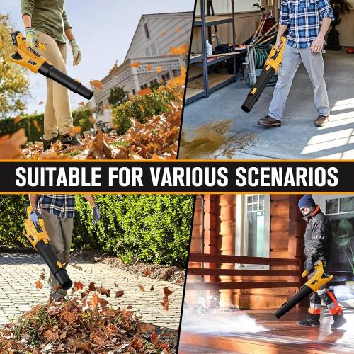 Cordless Leaf Blower 21V, 500CFM Powerful Electric Leaf Blower with 2 x 4.0Ah Batteries & Fast Charger, Variable-Speed, Lightweight Battery Powered Blowers for Lawn Care, Yard Clearance