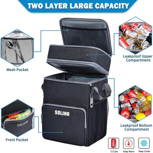 SDLINR 72-Can Large Rolling Cooler, Leakproof Insulated Soft Cooler Bag with Wheels and Handle Collapsible for Beach Camping Patio Travel Outdoor