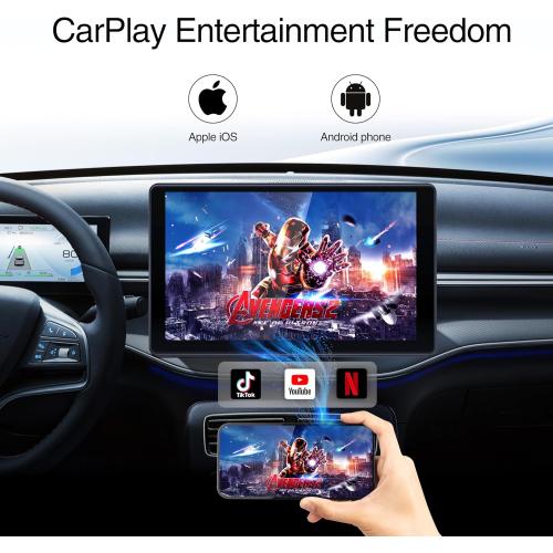 Apple Carplay Screen - Wireless Apple Carplay & Android Auto with 9 Touchscreen, Portable Car Audio Receiver with Voice Control, Bluetooth, FM